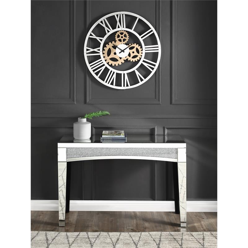 ACME Dominic Round Wall Clock with Open Back Metal Frame in Mirrored