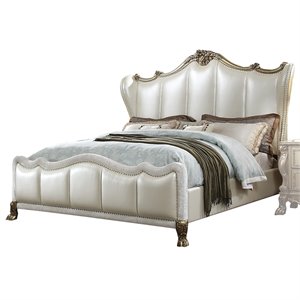 Acme Dresden II California King Bed in PU & Gold Patina