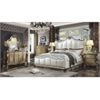 Acme Dresden II Faux Leather Upholstered Queen Bed in Gold and Pearl White