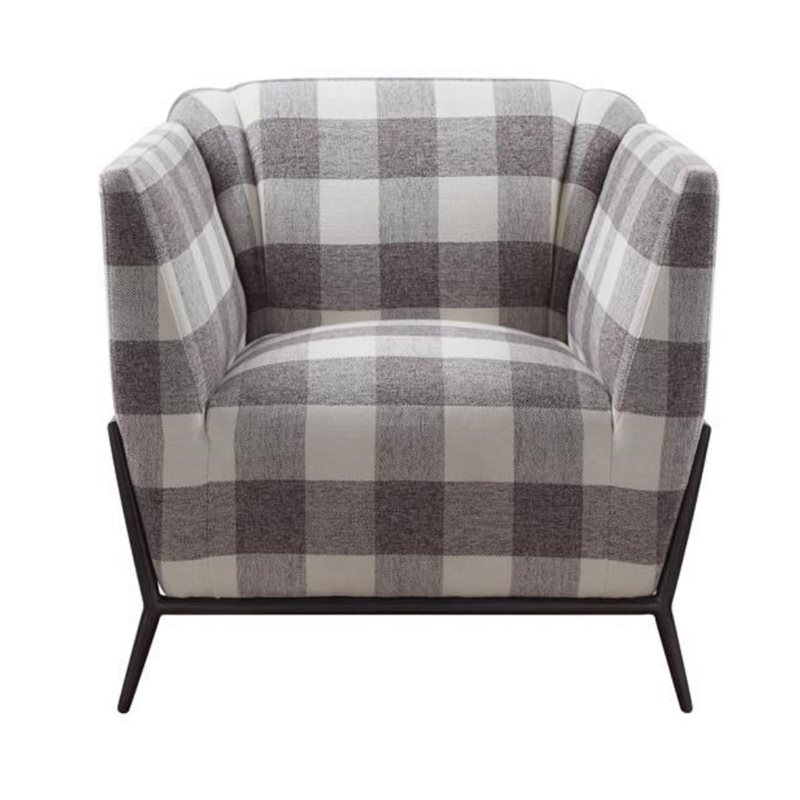 Acme Eben Accent Chair in Pattern Fabric & Cherry