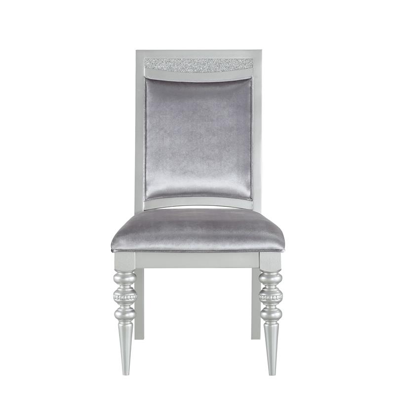 ACME Maverick Fabric Upholstered Side Chair in Platinum Gray Set of 2