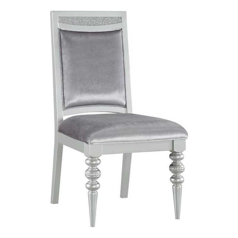 ACME Maverick Fabric Upholstered Side Chair in Platinum Gray Set of 2