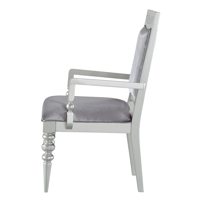 ACME Maverick Fabric Upholstered Arm Chair in Platinum Gray Set of 2