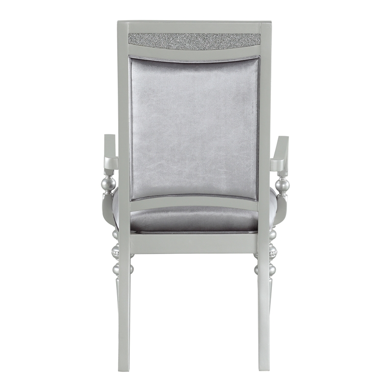 ACME Maverick Fabric Upholstered Arm Chair in Platinum Gray Set of 2
