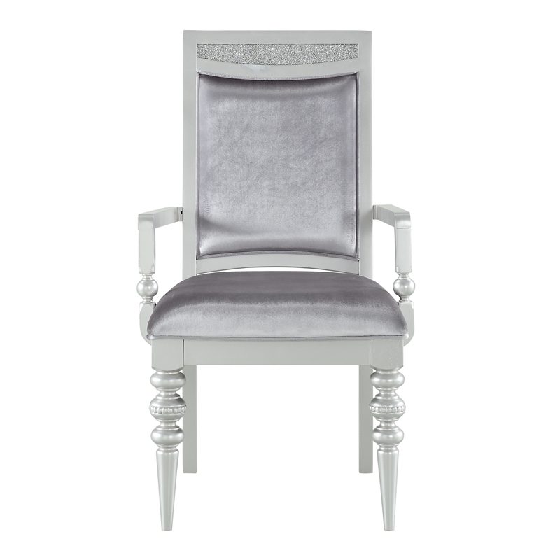 ACME Maverick Fabric Upholstered Arm Chair in Platinum Gray Set of 2