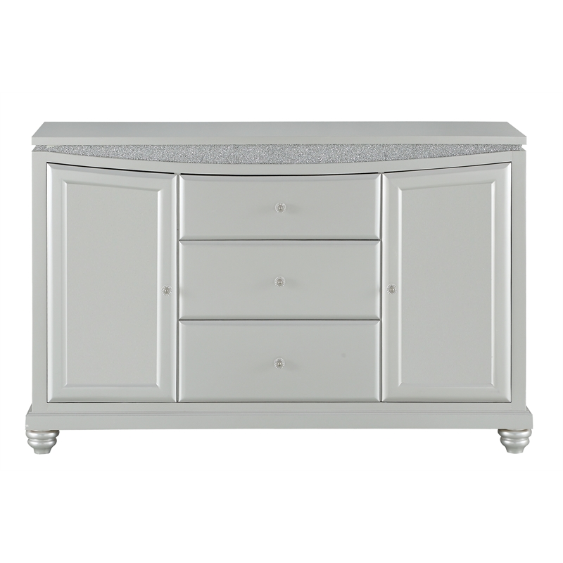 ACME Maverick 3-Drawer Wooden Server with 2 Doors in Platinum White