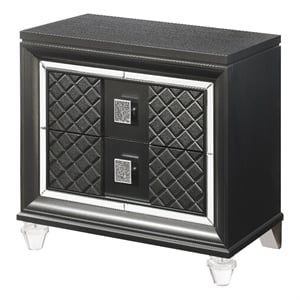 Acme Sawyer 2-Drawer Wooden Nightstand in Metallic Gray