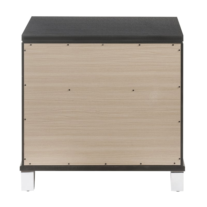 Acme Sawyer 2-Drawer Wooden Nightstand in Metallic Gray