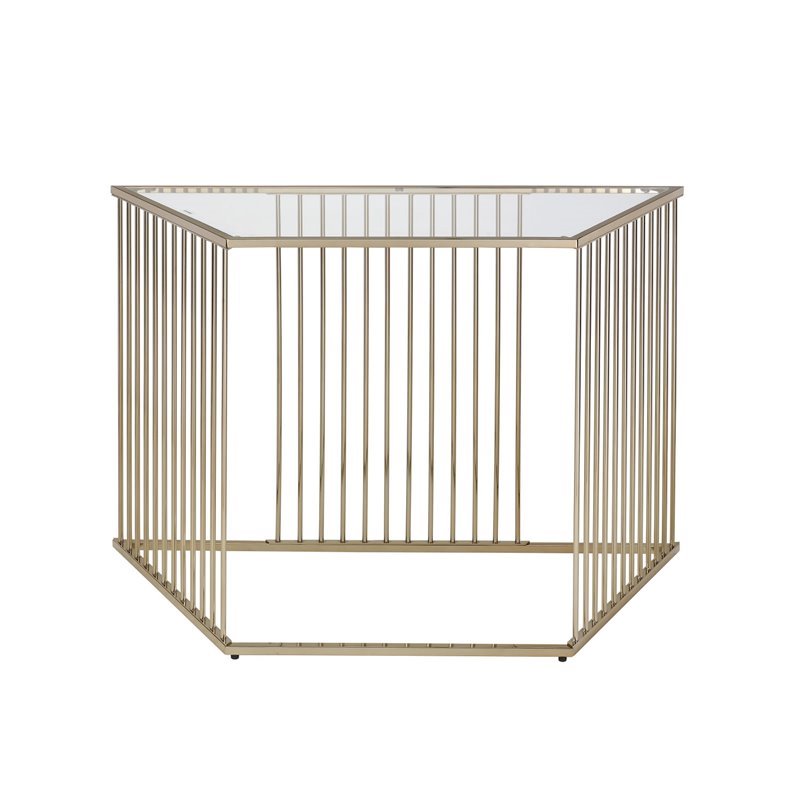 ACME Oaklie Sofa Table in Champagne and Clear Glass