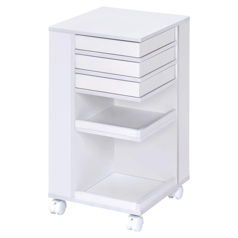 ACME Furniture Nariah Wood Storage Cart with Four Caster Wheels in White
