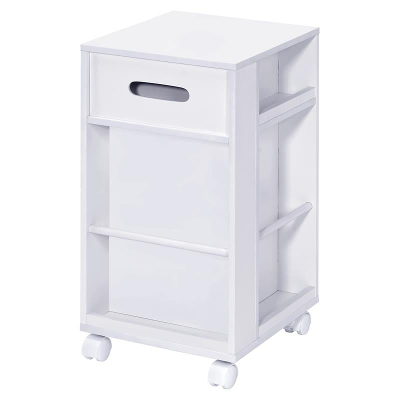 ACME Furniture Nariah Wood Storage Cart with Four Caster Wheels in White