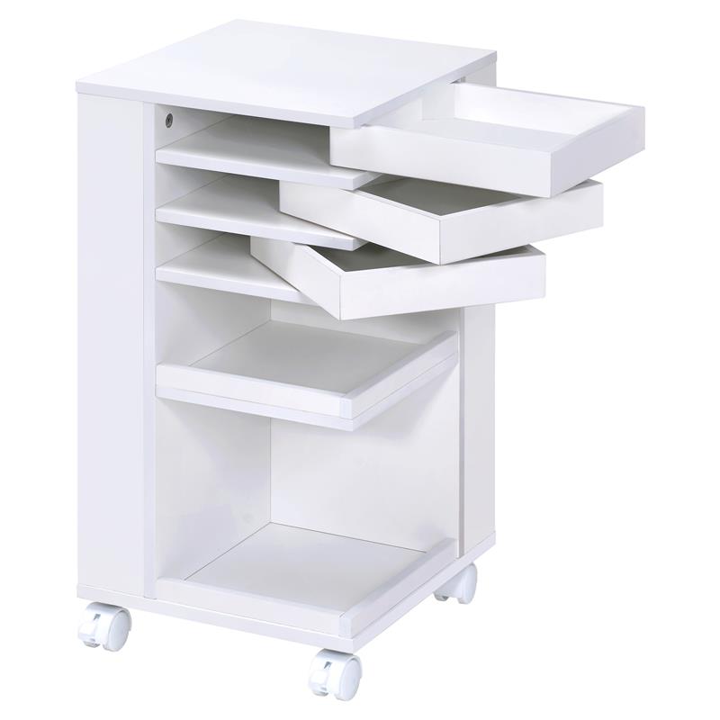 ACME Furniture Nariah Wood Storage Cart with Four Caster Wheels in White