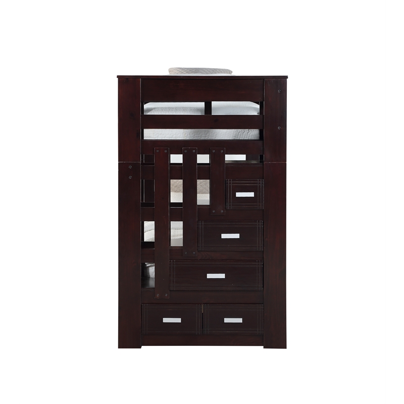 ACME Allentown Twin/Twin Bunk Bed with Storage Ladder & Trundle in Espresso