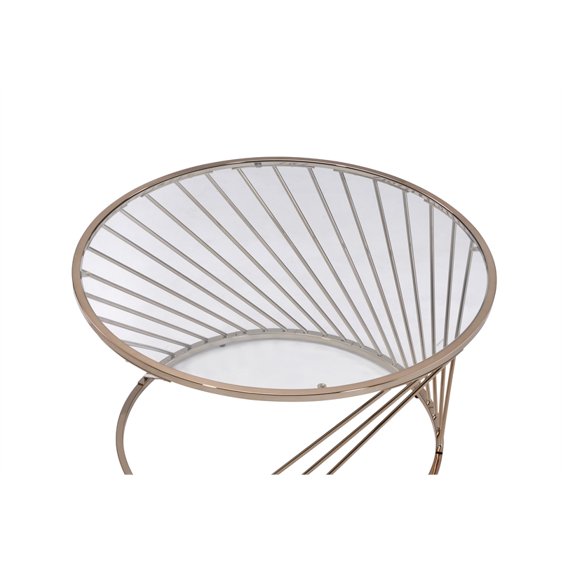 ACME Bluelipe Round Glass Top Coffee Table in Gold and Champagne