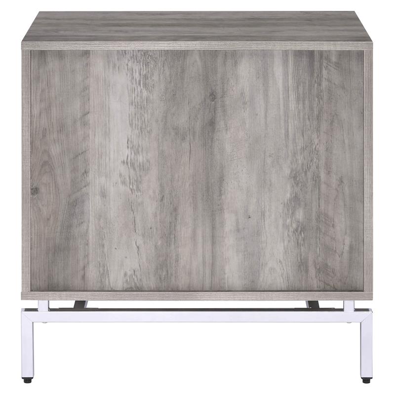 ACME Cistus Wooden Accent Table in Weathered Gray Oak and White