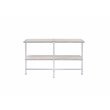 ACME Brecon Rectangular Wooden Sofa Table with Shelf in White Oak and Chrome