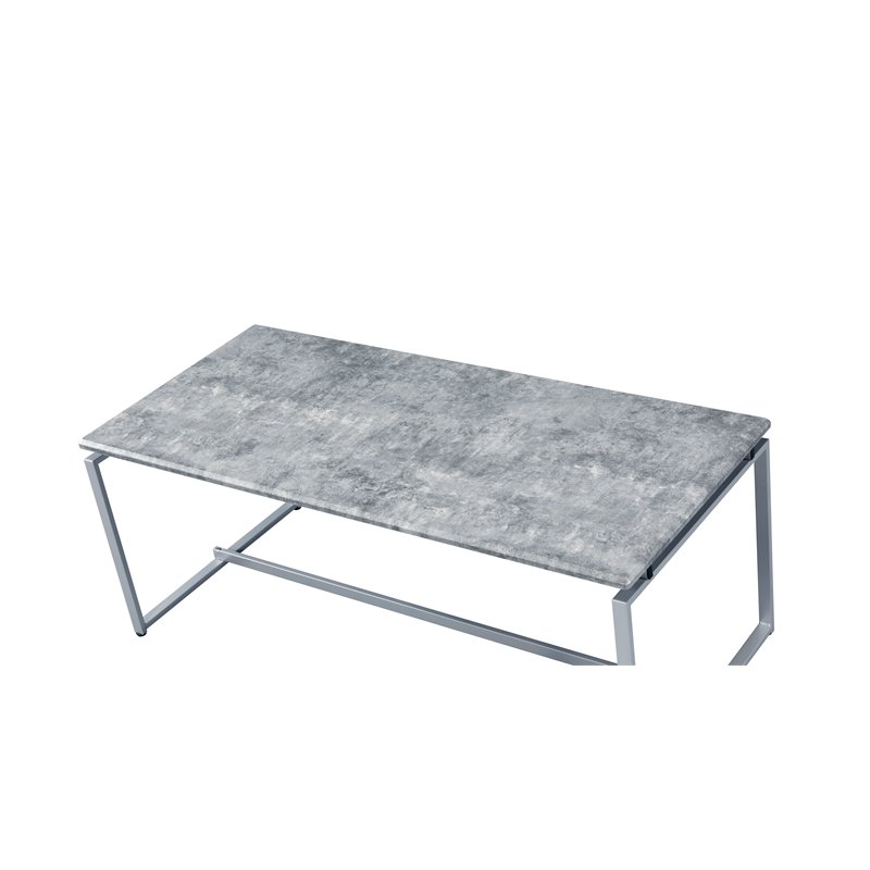 ACME Kersey 3-Piece Rectangular Wooden Coffee and End Table Set in Gray