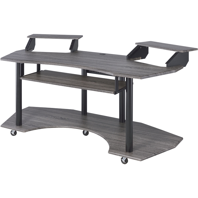 ACME Eleazar Wooden Music Recording Studio Desk in Black Oak