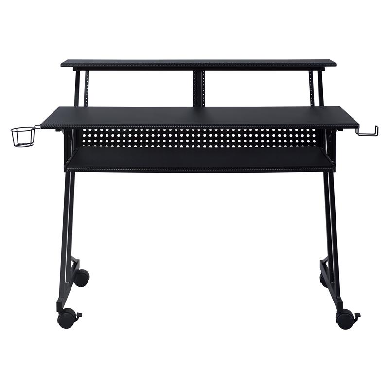 ACME Suitor Wooden Top Music Recording Studio Desk with Keyboard Tray in Black