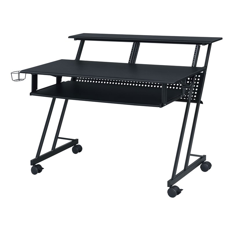 ACME Suitor Wooden Top Music Recording Studio Desk with Keyboard Tray in Black