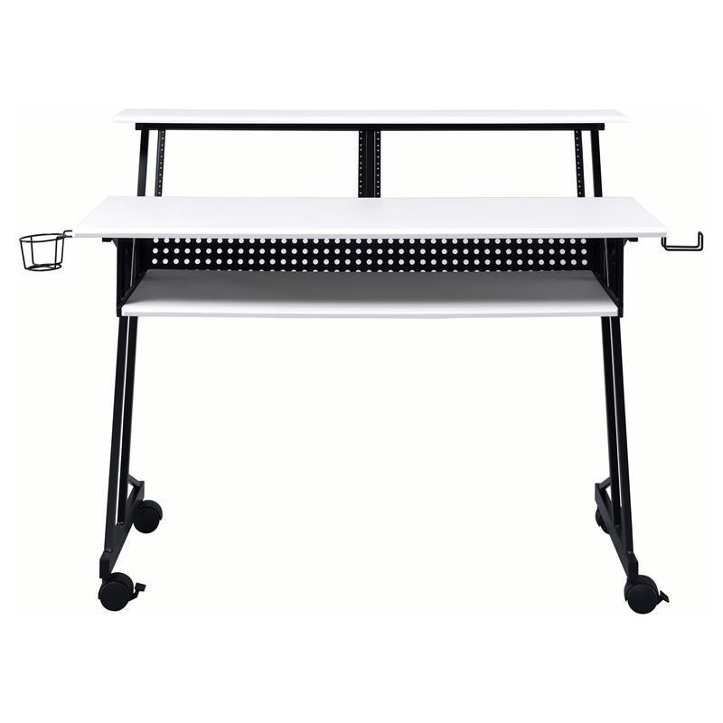 ACME Suitor Wooden Top Music Recording Studio Desk in White and Black