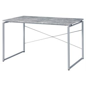 ACME Jurgen Wooden Rectangle Top Writing Desk in Faux Concrete and Silver