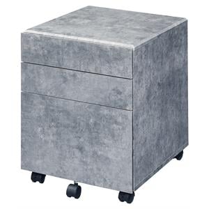 ACME Jurgen Wooden File Cabinet with 3 Drawers in Faux Concrete and Silver