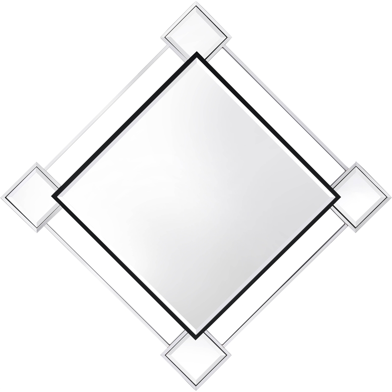 ACME Asbury Metal Frame Wall Accent Mirror in Mirrored and Chrome