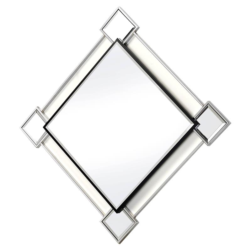 ACME Asbury Metal Frame Wall Accent Mirror in Mirrored and Chrome