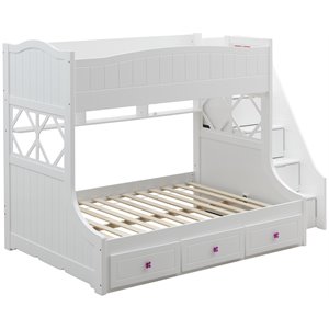 Meyer Twin/Full Bunk Bed with Storage Ladder and Drawers in White