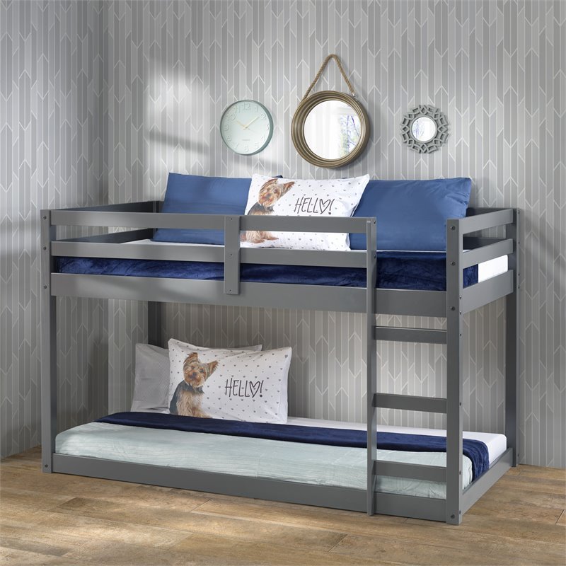ACME Gaston Wooden Frame Loft Bed in Gray