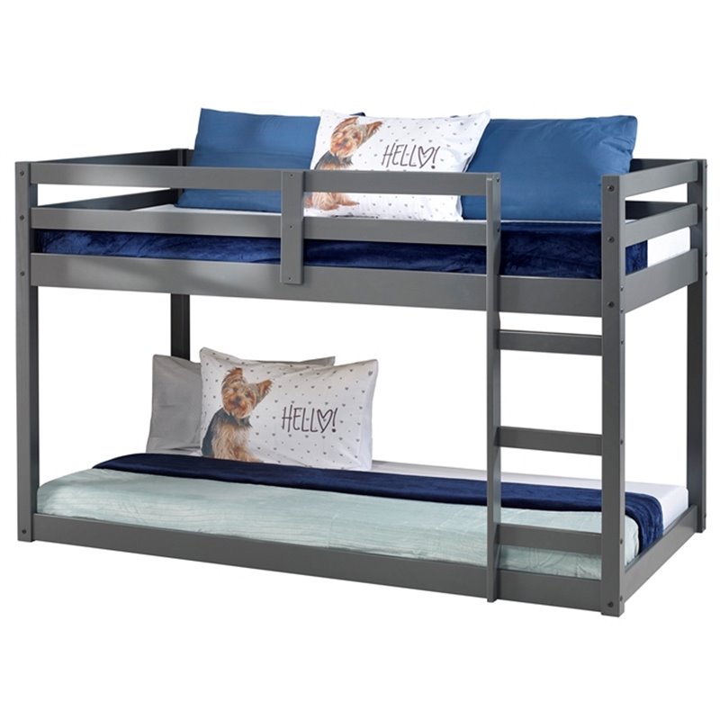 ACME Gaston Wooden Frame Loft Bed in Gray