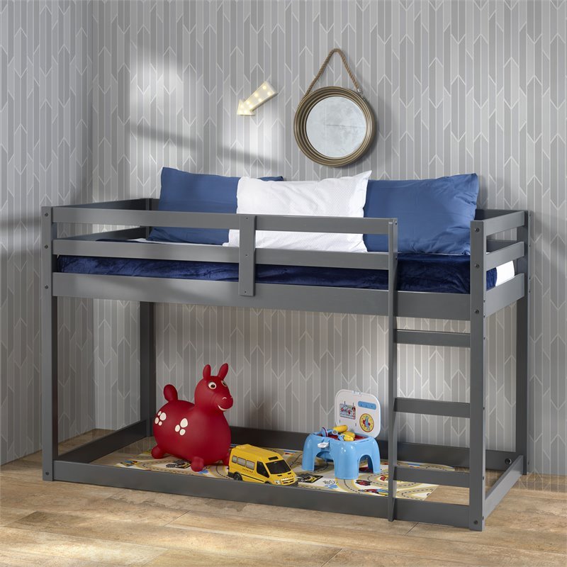 ACME Gaston Wooden Frame Loft Bed in Gray