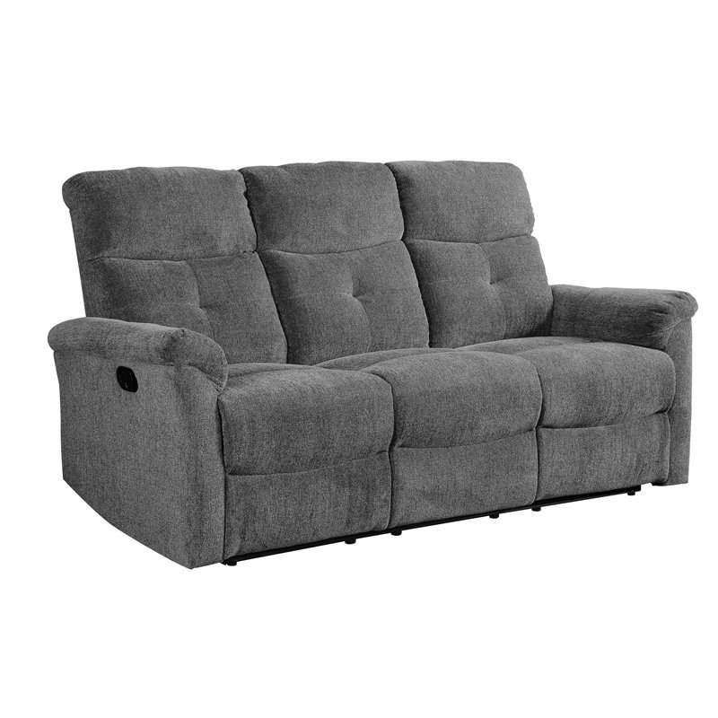 ACME Treyton Tufted Motion Reclining Sofa in Gray Chenille