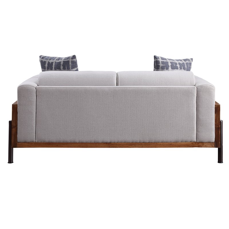 ACME Pelton Fabric Loose Back Loveseat with Pillows in Walnut