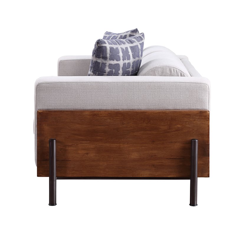 ACME Pelton Fabric Loose Back Chair with 1 Pillow in Walnut