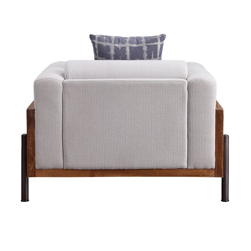 ACME Pelton Fabric Loose Back Chair with 1 Pillow in Walnut