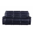ACME Aashi Leather-Gel Horizontal Tufted Motion Reclining Sofa in Navy