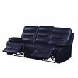 ACME Aashi Leather-Gel Horizontal Tufted Motion Reclining Sofa in Navy