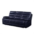 ACME Aashi Leather-Gel Horizontal Tufted Motion Reclining Sofa in Navy
