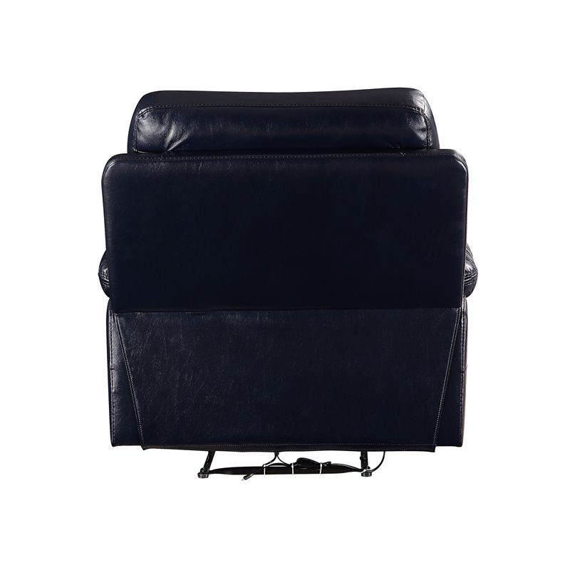 ACME Aashi Leather-Gel Horizontal Tufted Motion Recliner in Navy