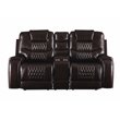 ACME Braylon Faux Leather Tufted Reclining Loveseat with Console in Brown