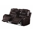 ACME Braylon Faux Leather Tufted Reclining Loveseat with Console in Brown
