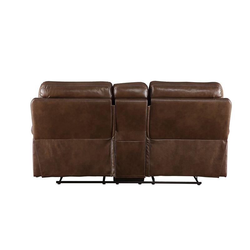 Aashi Loveseat with Console (Motion) in Brown Leather-Gel Match