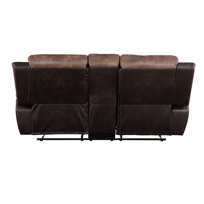 ACME Jaylen Microfiber Reclining Loveseat with Console in Toffee and Espresso