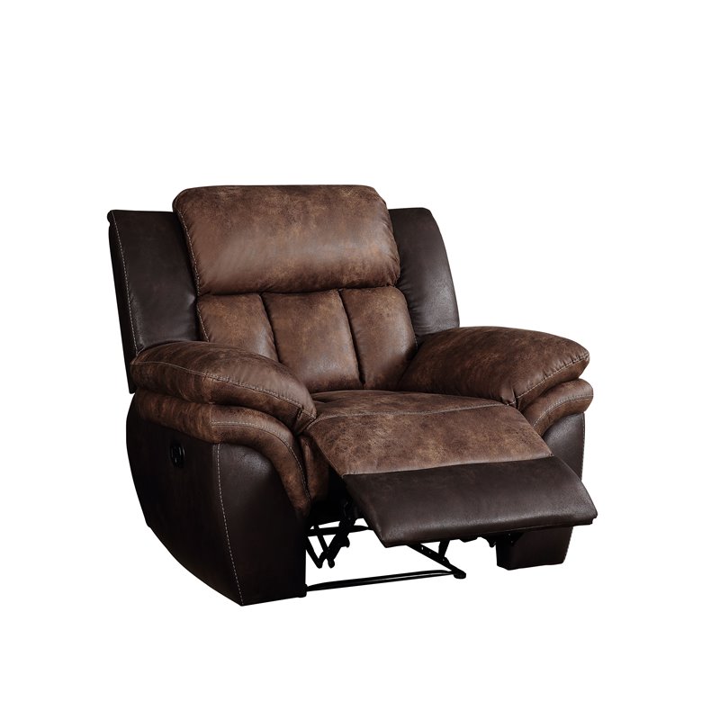 Jaylen Recliner in Toffee and Espresso Polished Microfiber