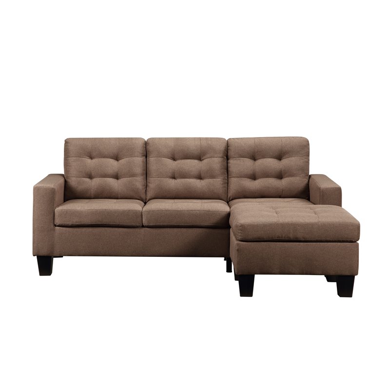 Earsom Sectional Sofa (Rev. Chaise) in Brown Linen