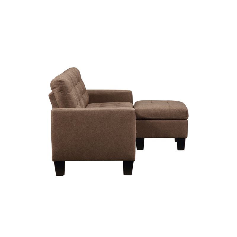 Earsom Sectional Sofa (Rev. Chaise) in Brown Linen