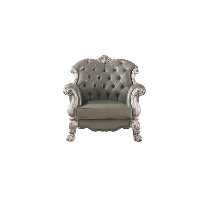 Dresden Chair with Pillow in Vintage Bone White and PU