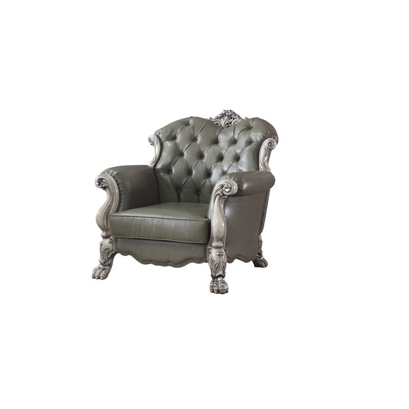 Dresden Chair with Pillow in Vintage Bone White and PU